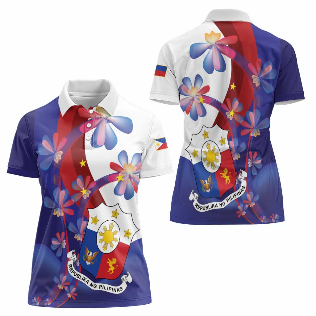 Philippines Sun Plumeria Floral Women Polo Shirt Unique Stylized