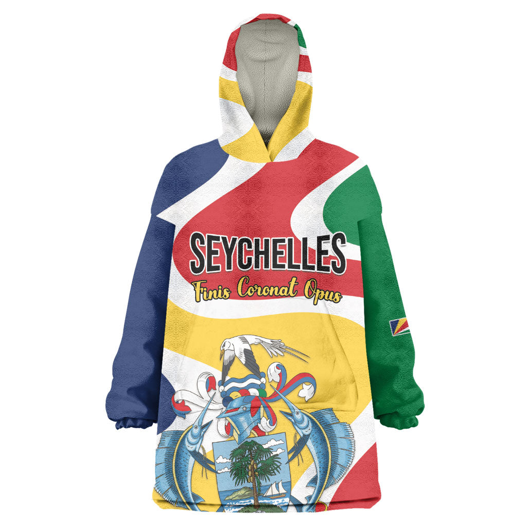 Personalized Seychelles Kid Wearable Blanket Hoodie Finis Coronat Opus