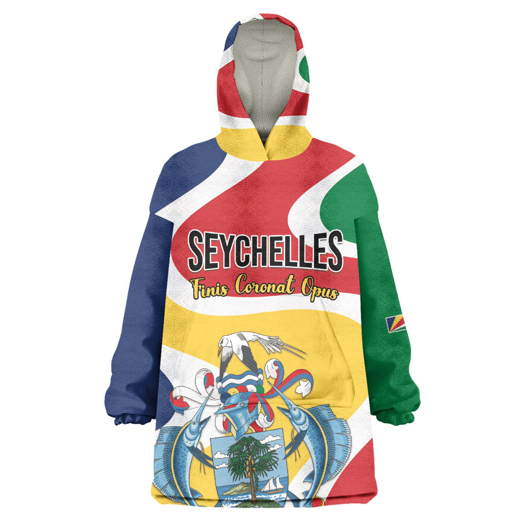 Personalized Seychelles Wearable Blanket Hoodie Finis Coronat Opus