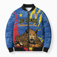 Personalized DR Congo Independence Day Bomber Puffer Jacket Congo-Kinshasa Leopard
