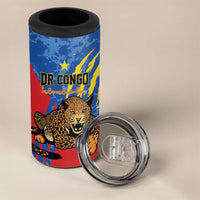 Personalized DR Congo Independence Day 4 in 1 Can Cooler Tumbler Congo-Kinshasa Leopard