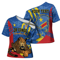 Personalized DR Congo Independence Day Cross Shoulder Shirt Congo-Kinshasa Leopard
