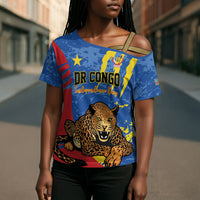 Personalized DR Congo Independence Day Cross Shoulder Shirt Congo-Kinshasa Leopard