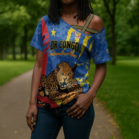 Personalized DR Congo Independence Day Cross Shoulder Shirt Congo-Kinshasa Leopard