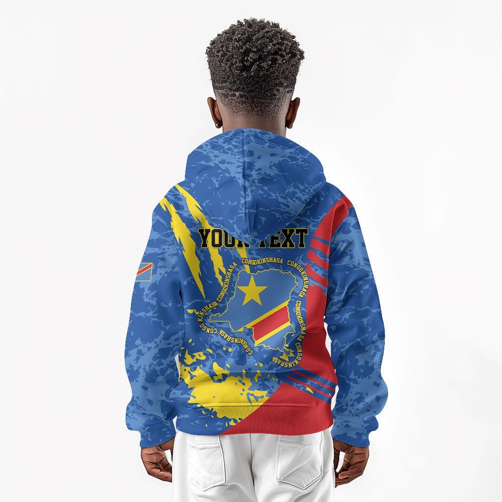 Personalized DR Congo Independence Day Kid Hoodie Congo-Kinshasa Leopard