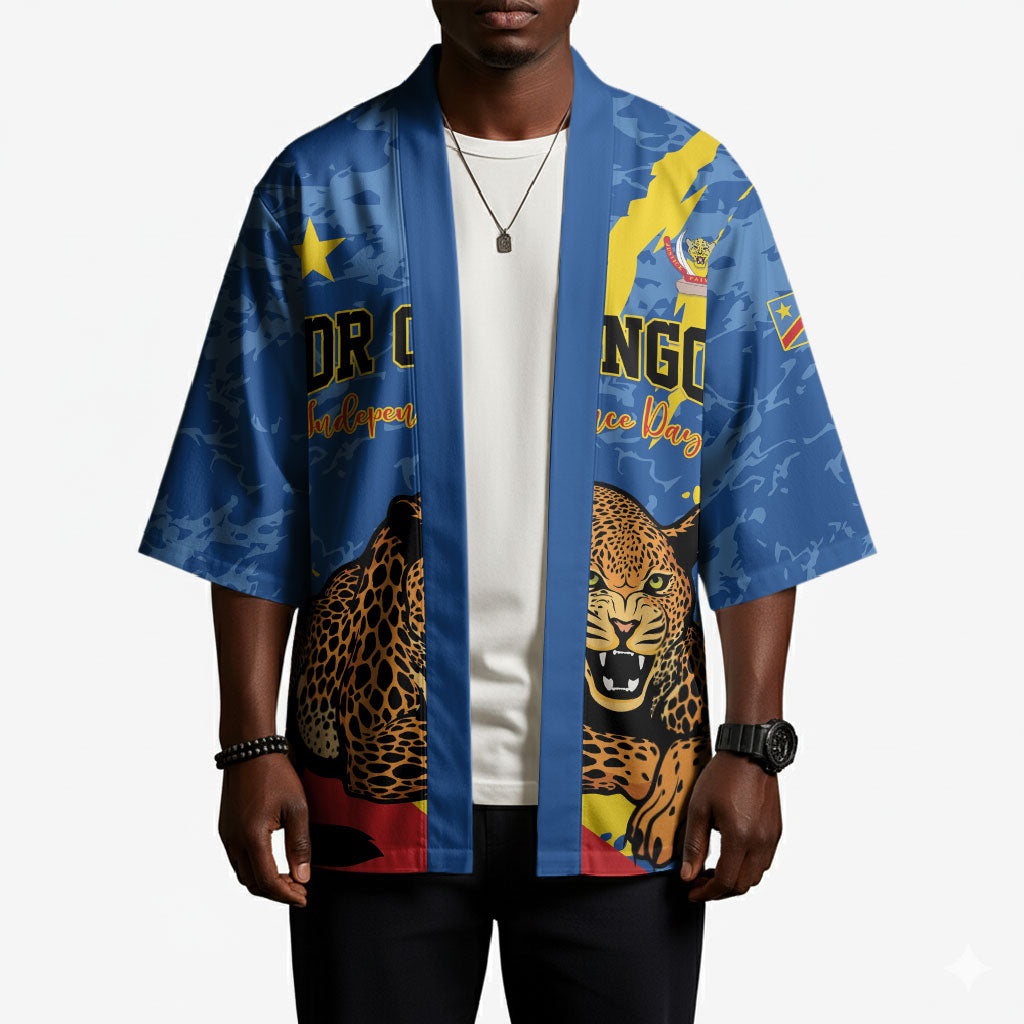 Personalized DR Congo Independence Day Kimono Congo-Kinshasa Leopard