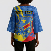 Personalized DR Congo Independence Day Kimono Sleeve Blouse Congo-Kinshasa Leopard