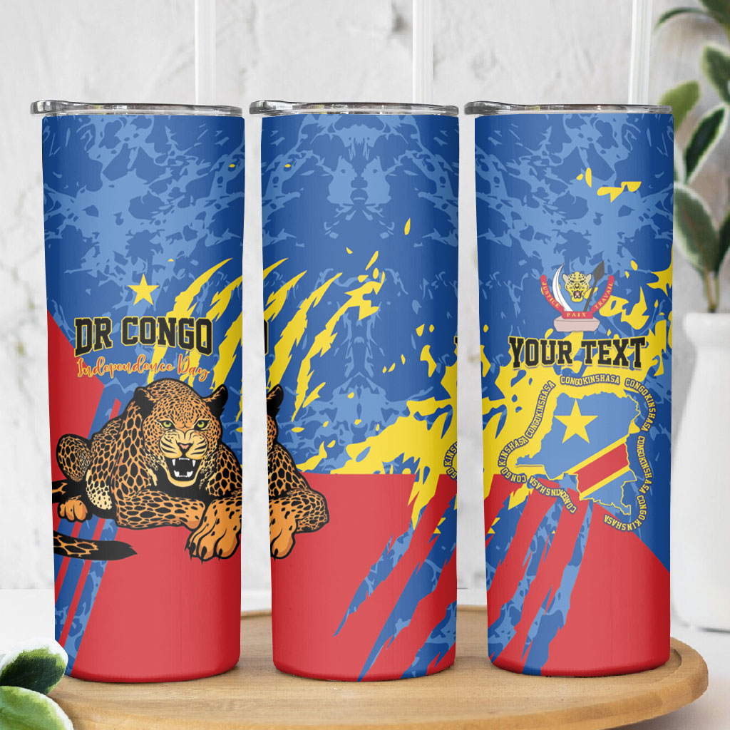 Personalized DR Congo Independence Day Skinny Tumbler Congo-Kinshasa Leopard