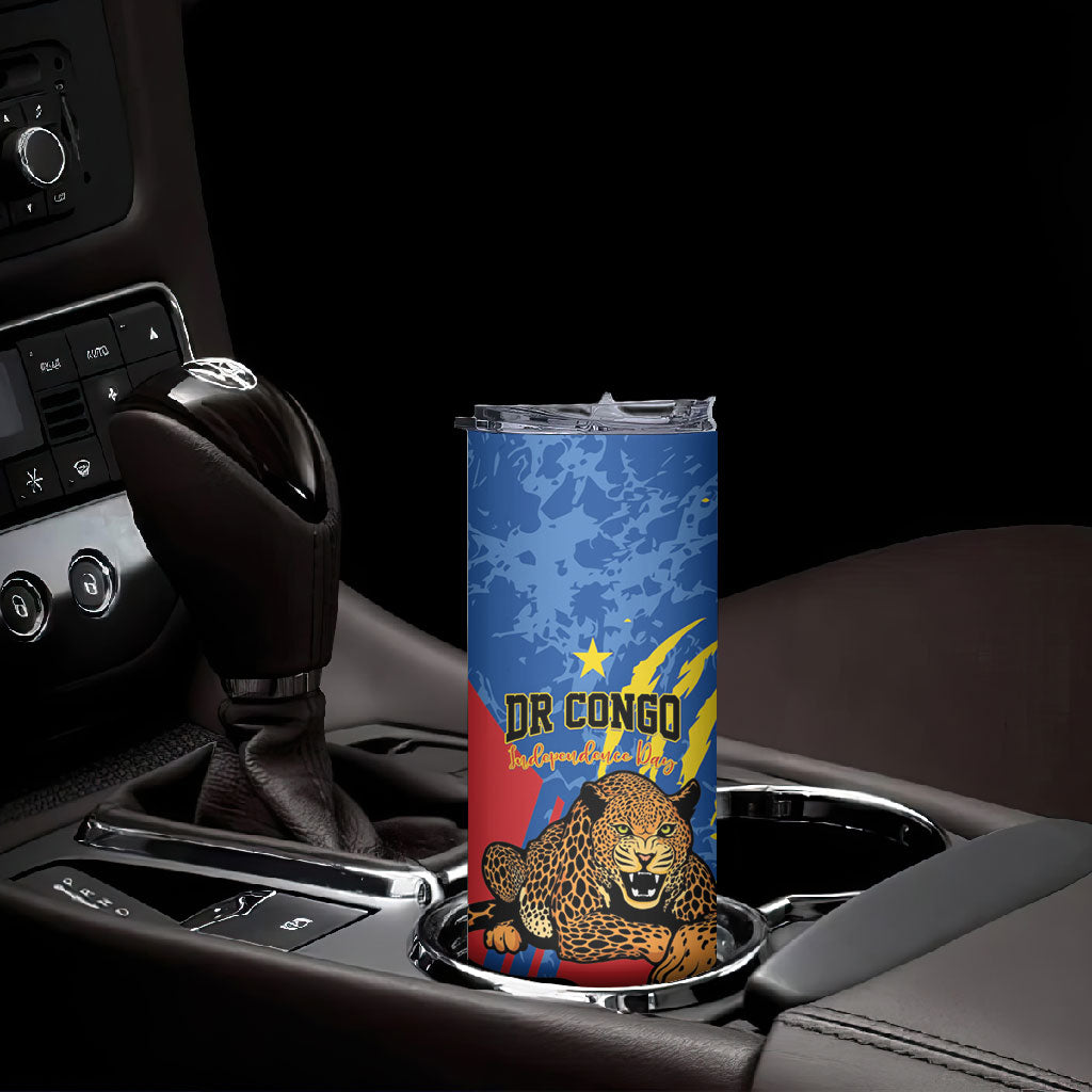 Personalized DR Congo Independence Day Skinny Tumbler Congo-Kinshasa Leopard