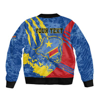 Personalized DR Congo Independence Day Sleeve Zip Bomber Jacket Congo-Kinshasa Leopard