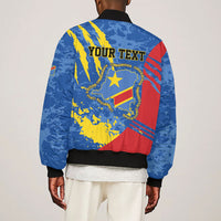 Personalized DR Congo Independence Day Sleeve Zip Bomber Jacket Congo-Kinshasa Leopard