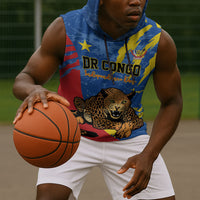 Personalized DR Congo Independence Day Sleeveless Hoodie Congo-Kinshasa Leopard