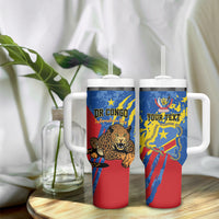 Personalized DR Congo Independence Day Tumbler With Handle Congo-Kinshasa Leopard