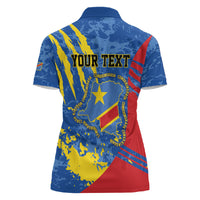 Personalized DR Congo Independence Day Women Polo Shirt Congo-Kinshasa Leopard