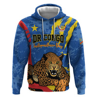 Personalized DR Congo Independence Day Zip Hoodie Congo-Kinshasa Leopard