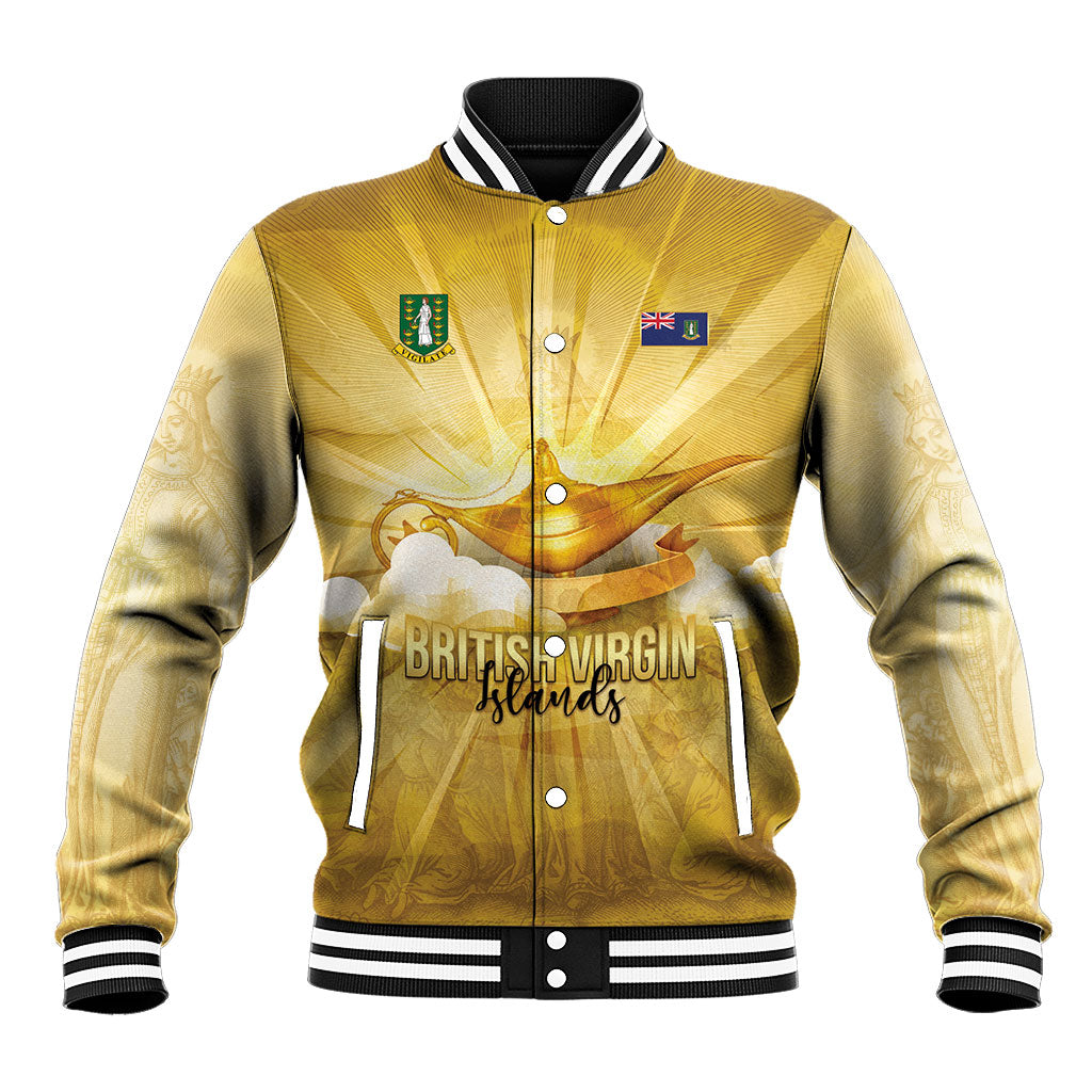 Personalised British Virgin Islands Baseball Jacket Vintage Gold Oil Lamp