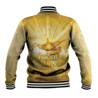 Personalised British Virgin Islands Baseball Jacket Vintage Gold Oil Lamp