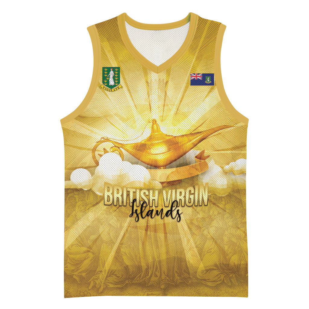 Personalised British Virgin Islands Basketball Jersey Vintage Gold Oil Lamp