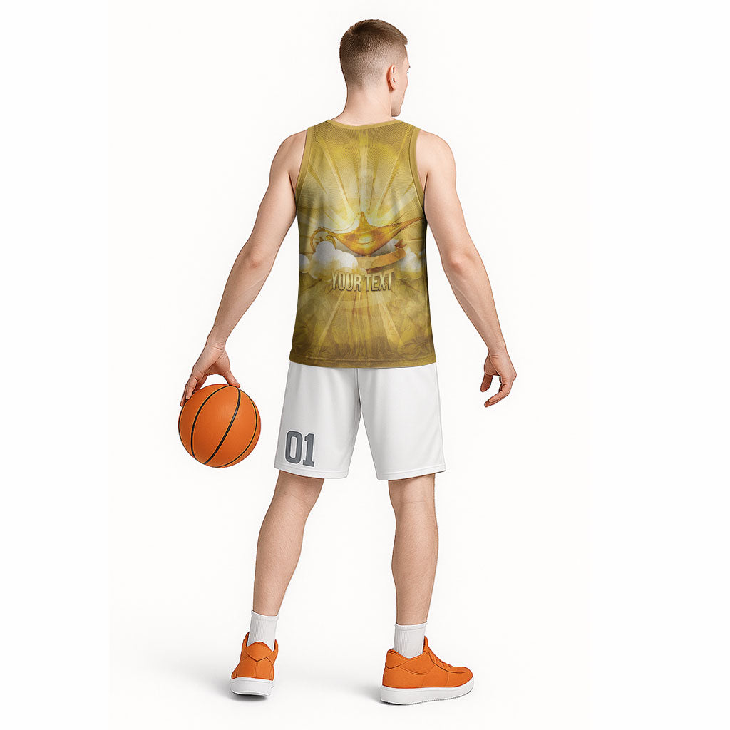 Personalised British Virgin Islands Basketball Jersey Vintage Gold Oil Lamp