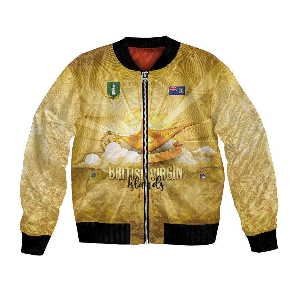 Personalised British Virgin Islands Bomber Jacket Vintage Gold Oil Lamp