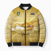 Personalised British Virgin Islands Bomber Puffer Jacket Vintage Gold Oil Lamp