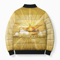 Personalised British Virgin Islands Bomber Puffer Jacket Vintage Gold Oil Lamp