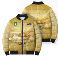 Personalised British Virgin Islands Bomber Puffer Jacket Vintage Gold Oil Lamp