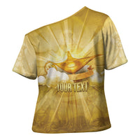 Personalised British Virgin Islands Cross Shoulder Shirt Vintage Gold Oil Lamp