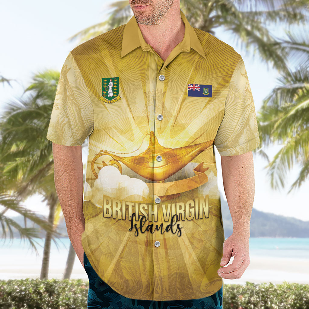 Personalised British Virgin Islands Hawaiian Shirt Vintage Gold Oil Lamp