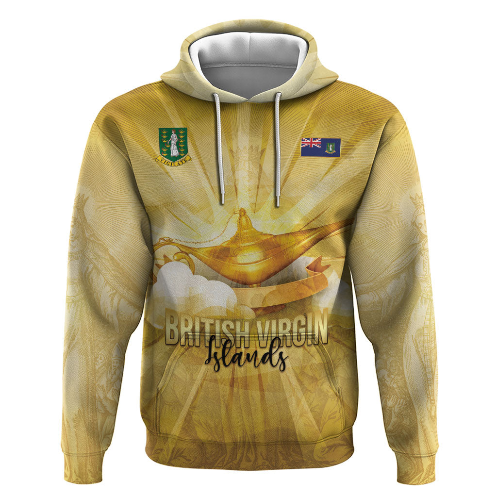 Personalised British Virgin Islands Hoodie Vintage Gold Oil Lamp