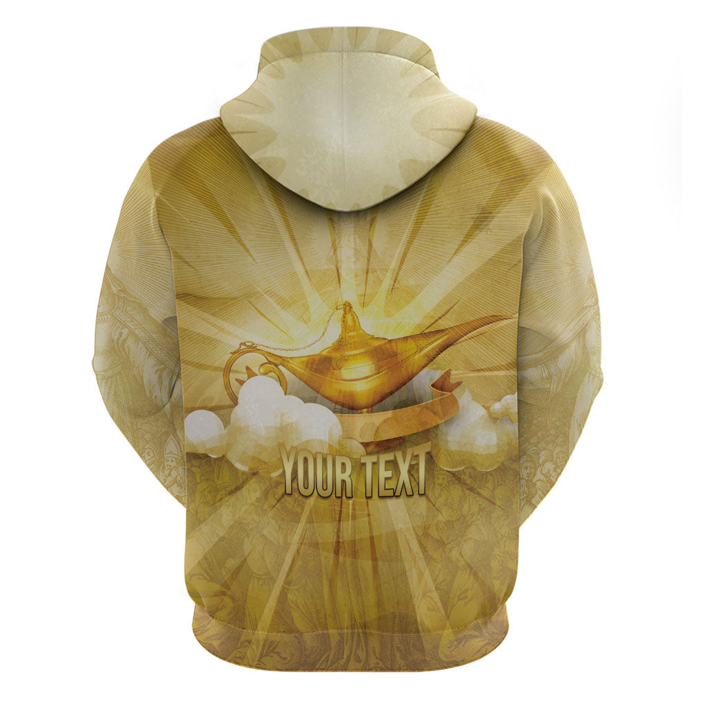 Personalised British Virgin Islands Hoodie Vintage Gold Oil Lamp