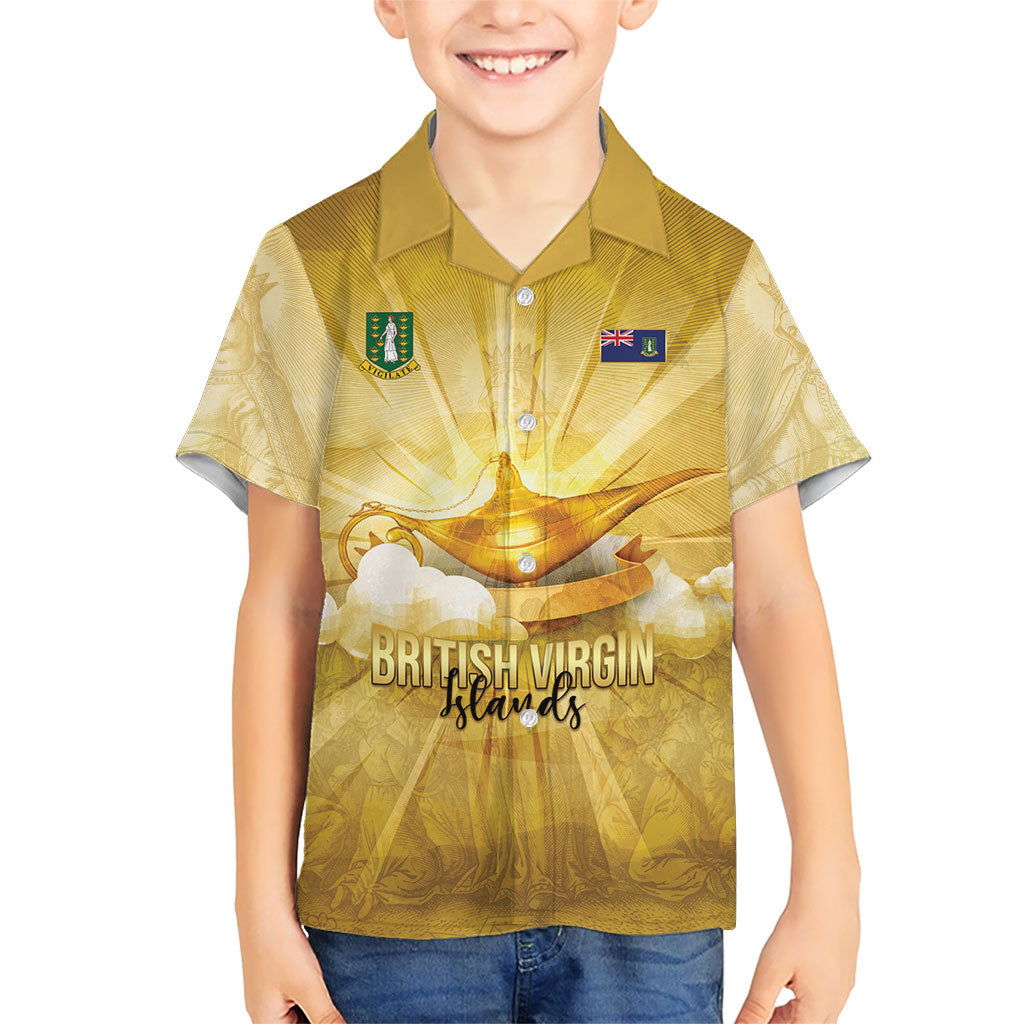 Personalised British Virgin Islands Kid Hawaiian Shirt Vintage Gold Oil Lamp