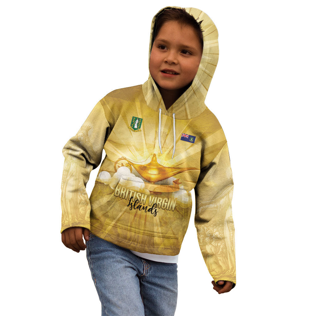 Personalised British Virgin Islands Kid Hoodie Vintage Gold Oil Lamp