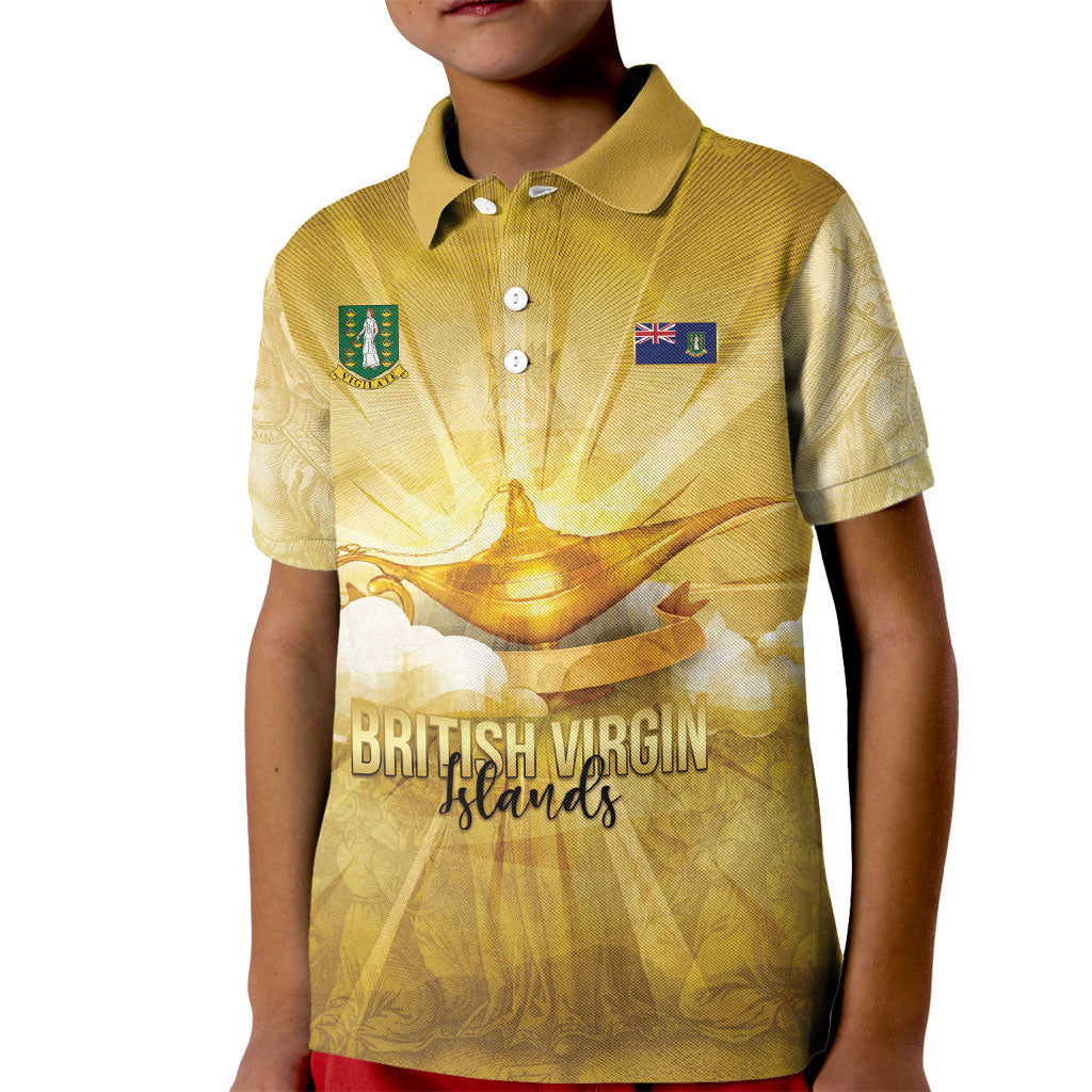 Personalised British Virgin Islands Kid Polo Shirt Vintage Gold Oil Lamp