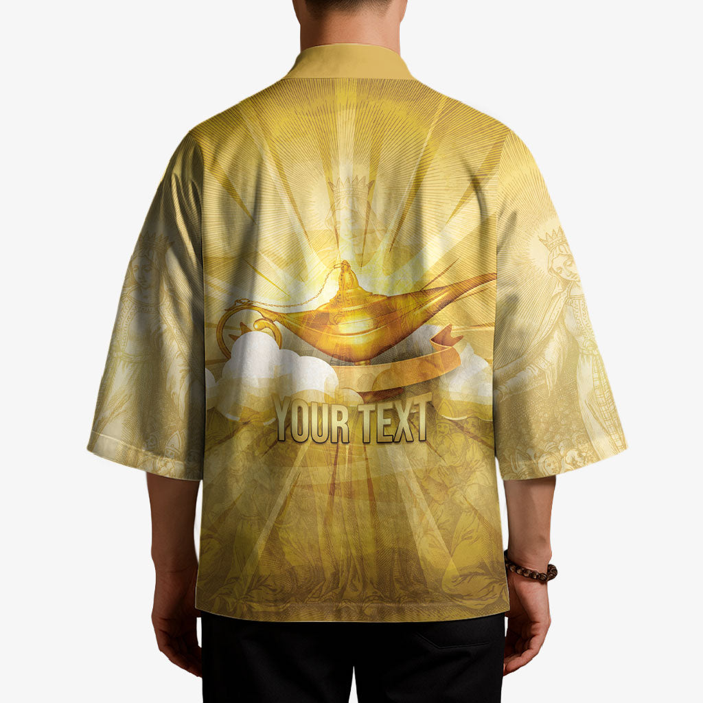 Personalised British Virgin Islands Kimono Vintage Gold Oil Lamp
