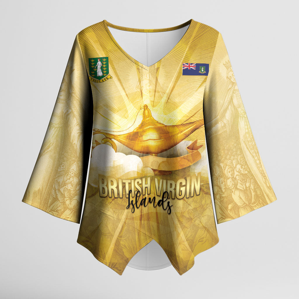Personalised British Virgin Islands Kimono Sleeve Blouse Vintage Gold Oil Lamp