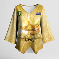 Personalised British Virgin Islands Kimono Sleeve Blouse Vintage Gold Oil Lamp