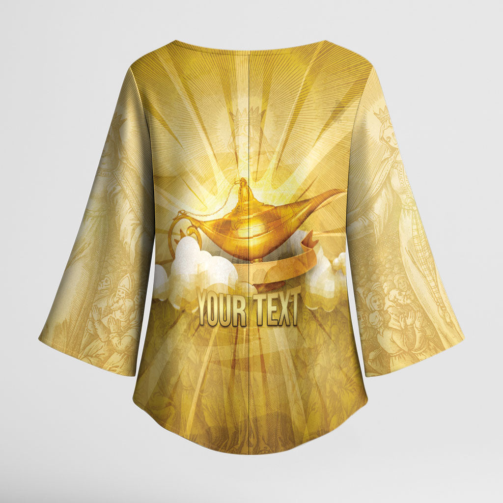 Personalised British Virgin Islands Kimono Sleeve Blouse Vintage Gold Oil Lamp