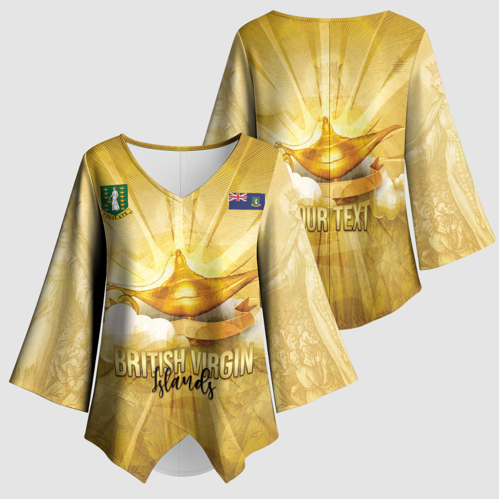 Personalised British Virgin Islands Kimono Sleeve Blouse Vintage Gold Oil Lamp
