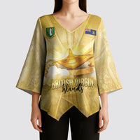 Personalised British Virgin Islands Kimono Sleeve Blouse Vintage Gold Oil Lamp