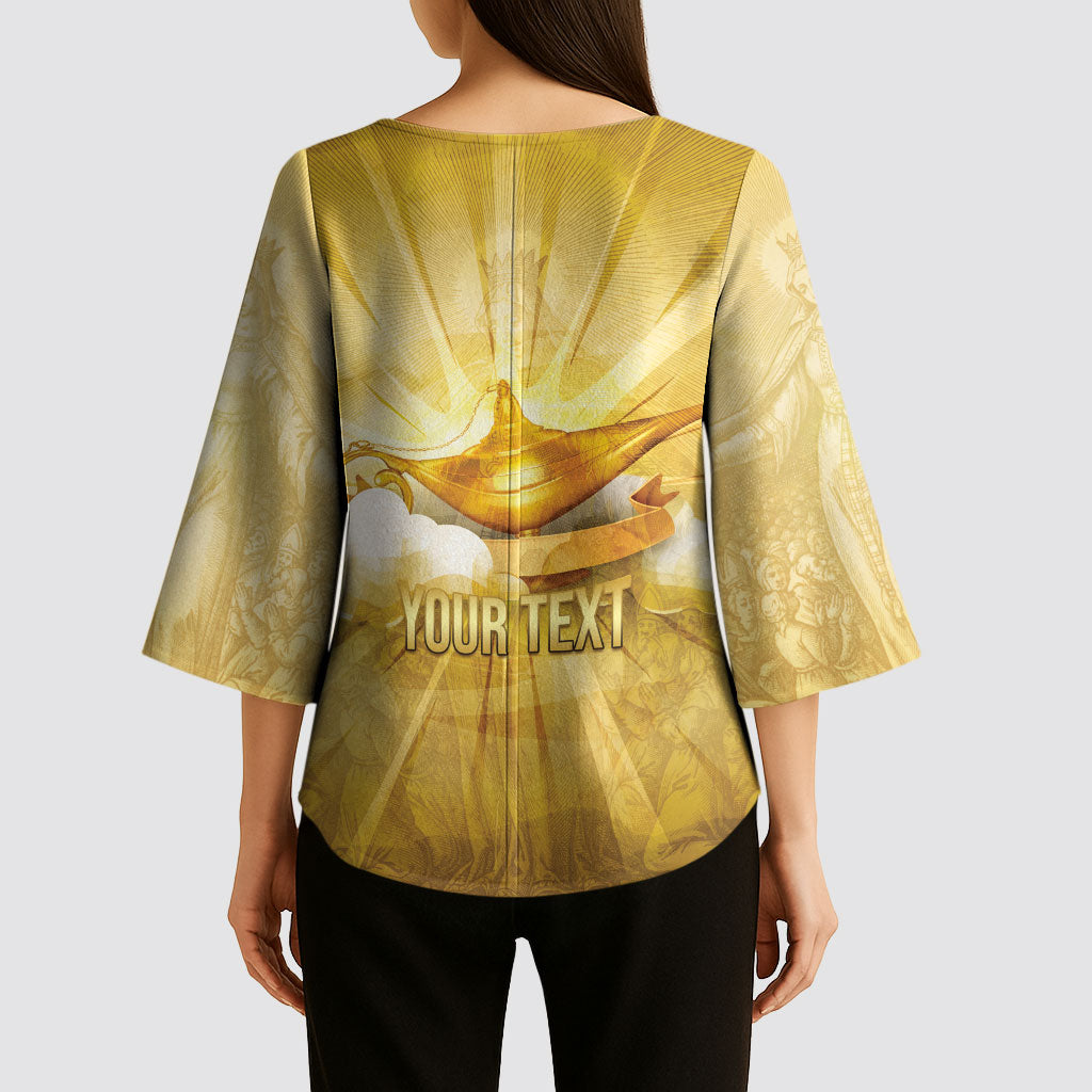 Personalised British Virgin Islands Kimono Sleeve Blouse Vintage Gold Oil Lamp
