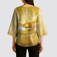 Personalised British Virgin Islands Kimono Sleeve Blouse Vintage Gold Oil Lamp