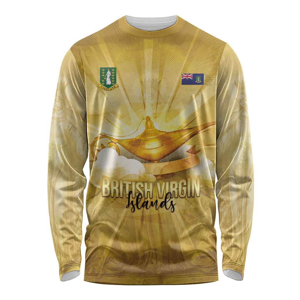 Personalised British Virgin Islands Long Sleeve Shirt Vintage Gold Oil Lamp