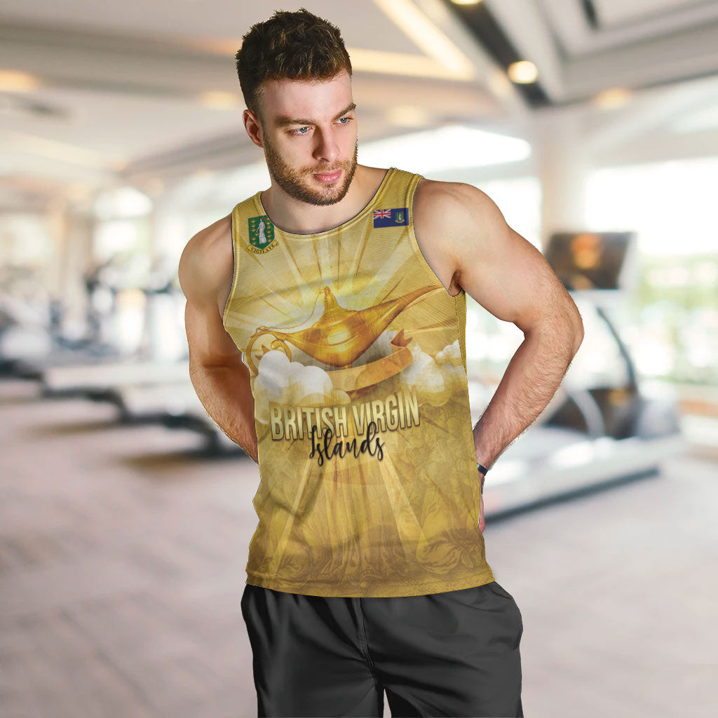 Personalised British Virgin Islands Men Tank Top Vintage Gold Oil Lamp
