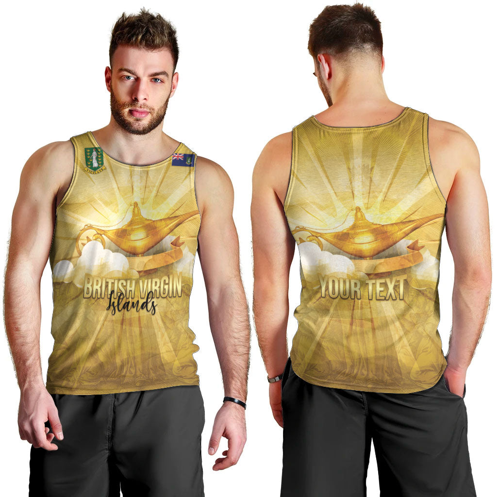 Personalised British Virgin Islands Men Tank Top Vintage Gold Oil Lamp