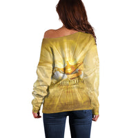 Personalised British Virgin Islands Off Shoulder Sweater Vintage Gold Oil Lamp