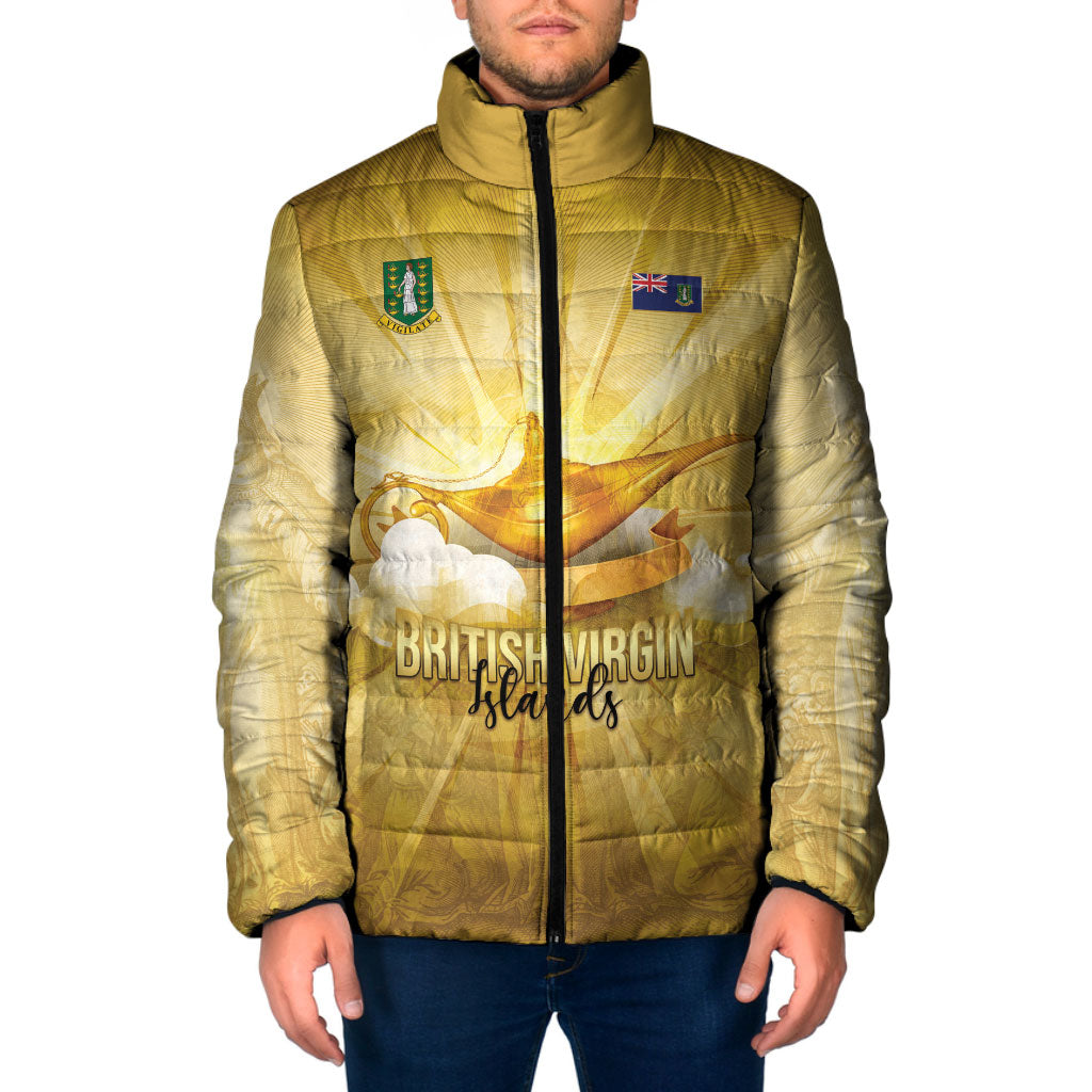 Personalised British Virgin Islands Padded Jacket Vintage Gold Oil Lamp