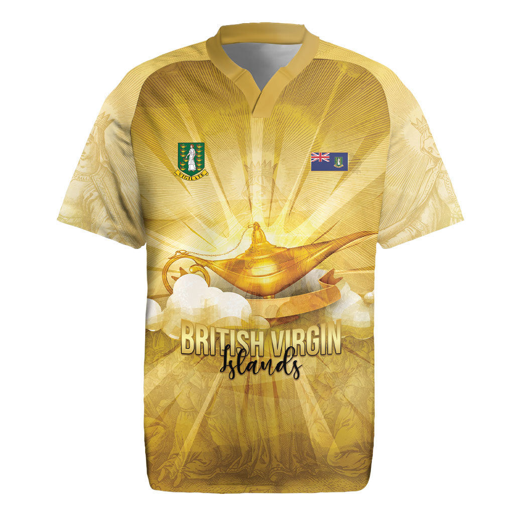 Personalised British Virgin Islands Rugby Jersey Vintage Gold Oil Lamp