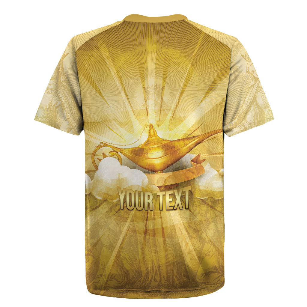 Personalised British Virgin Islands Rugby Jersey Vintage Gold Oil Lamp