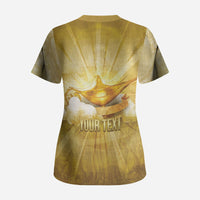 Personalised British Virgin Islands Scrub Top Vintage Gold Oil Lamp
